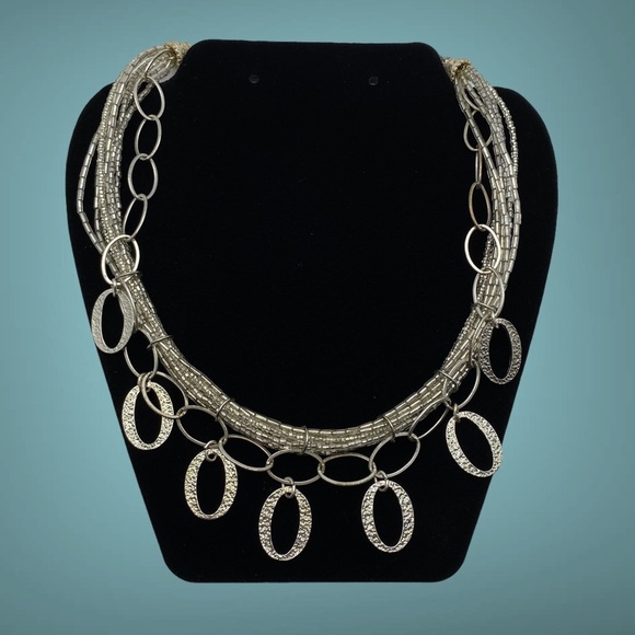 CHICO'S Silver & Seed Bead Boho Necklace - Picture 1 of 5